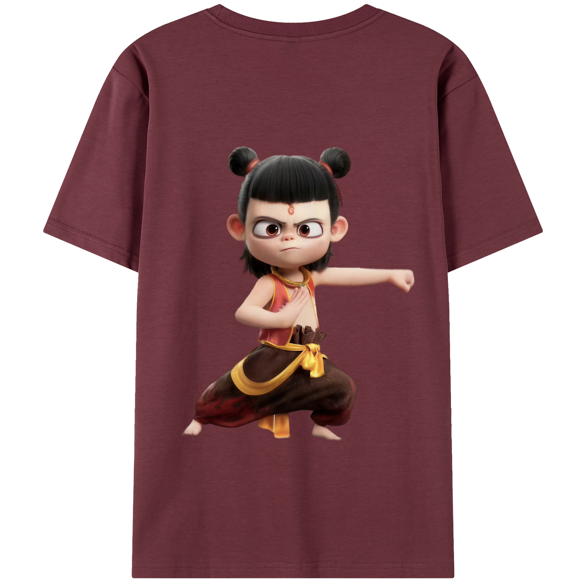 （画像用） Ne Zha 2 ナタ 魔童の大暴れ 綿100％半袖Tシャツ（背面プリント）